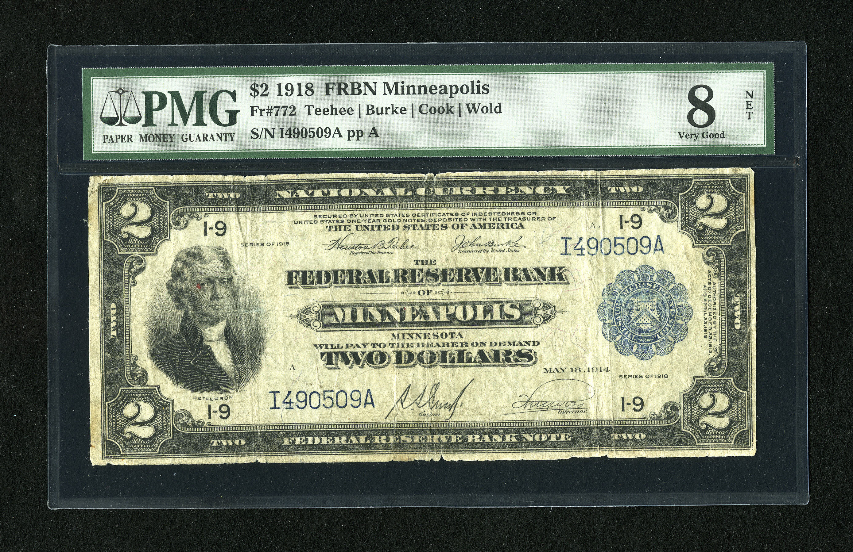 image for: Fr. 772 $2 1918 Federal Reserve Bank Note PMG Net Very Good 8.
