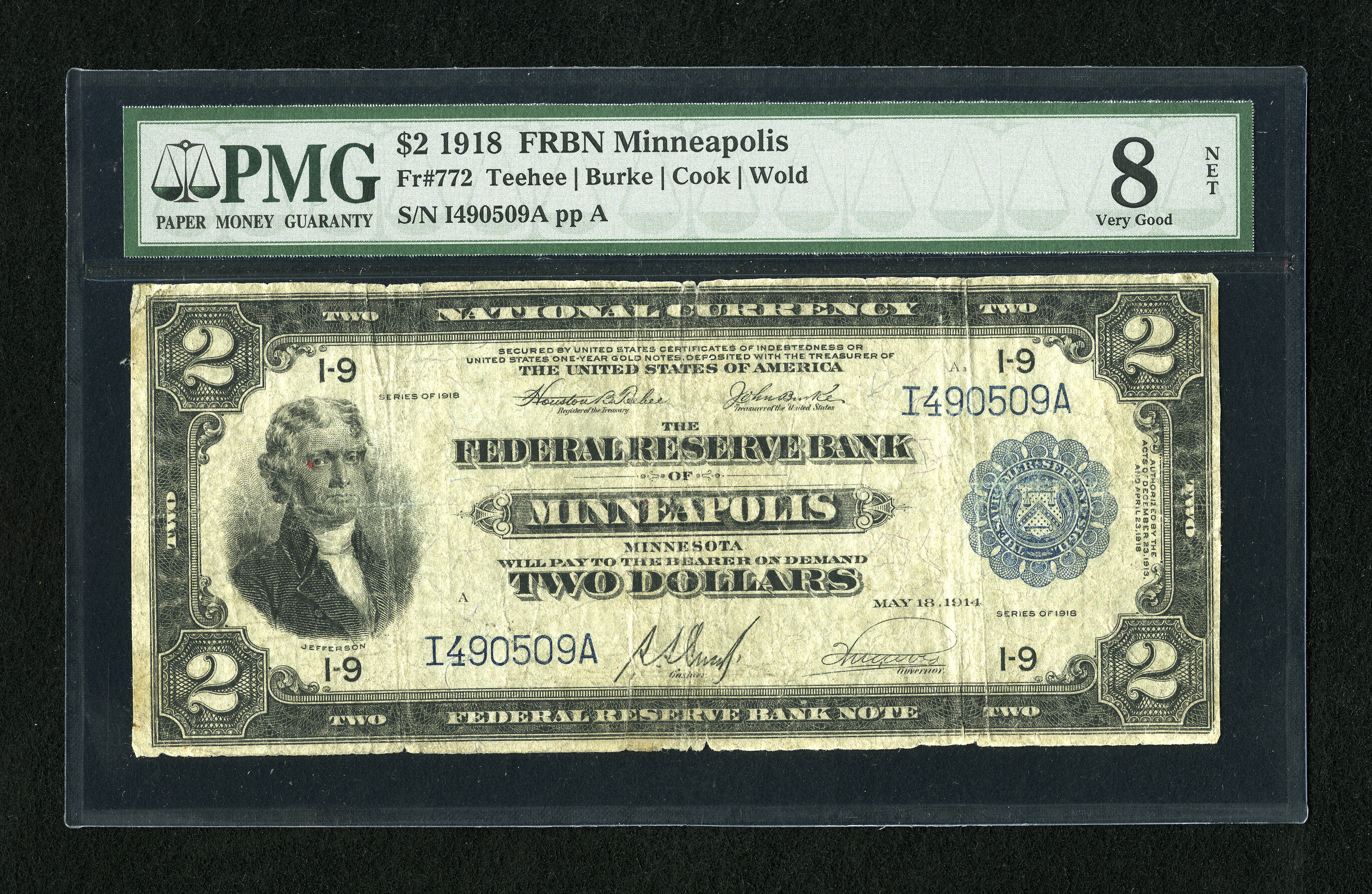 image for: Fr. 772 $2 1918 Federal Reserve Bank Note PMG Net Very Good 8.