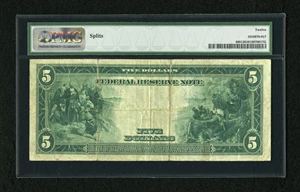 image for: Fr. 869 $5 1914 Federal Reserve Note PMG Fine 12....