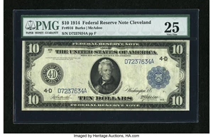 image for: Fr. 916 $10 1914 Federal Reserve Note PMG Very Fine 25....