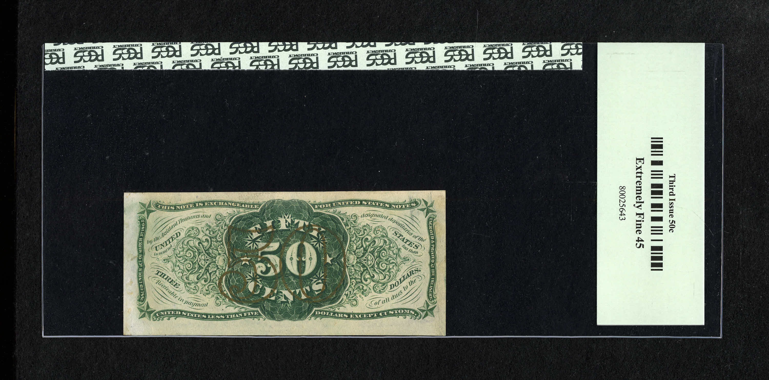 image for: Fr. 1340 50¢ Third Issue Spinner Type II PCGS Extremely Fine 45....