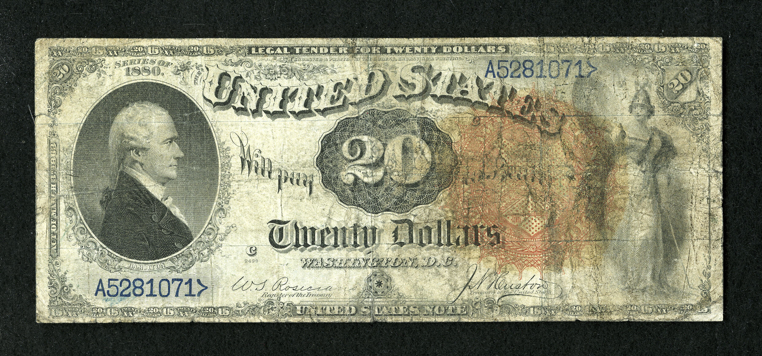 image for: Fr. 137 $20 1880 Legal Tender PMG Net Good 6....