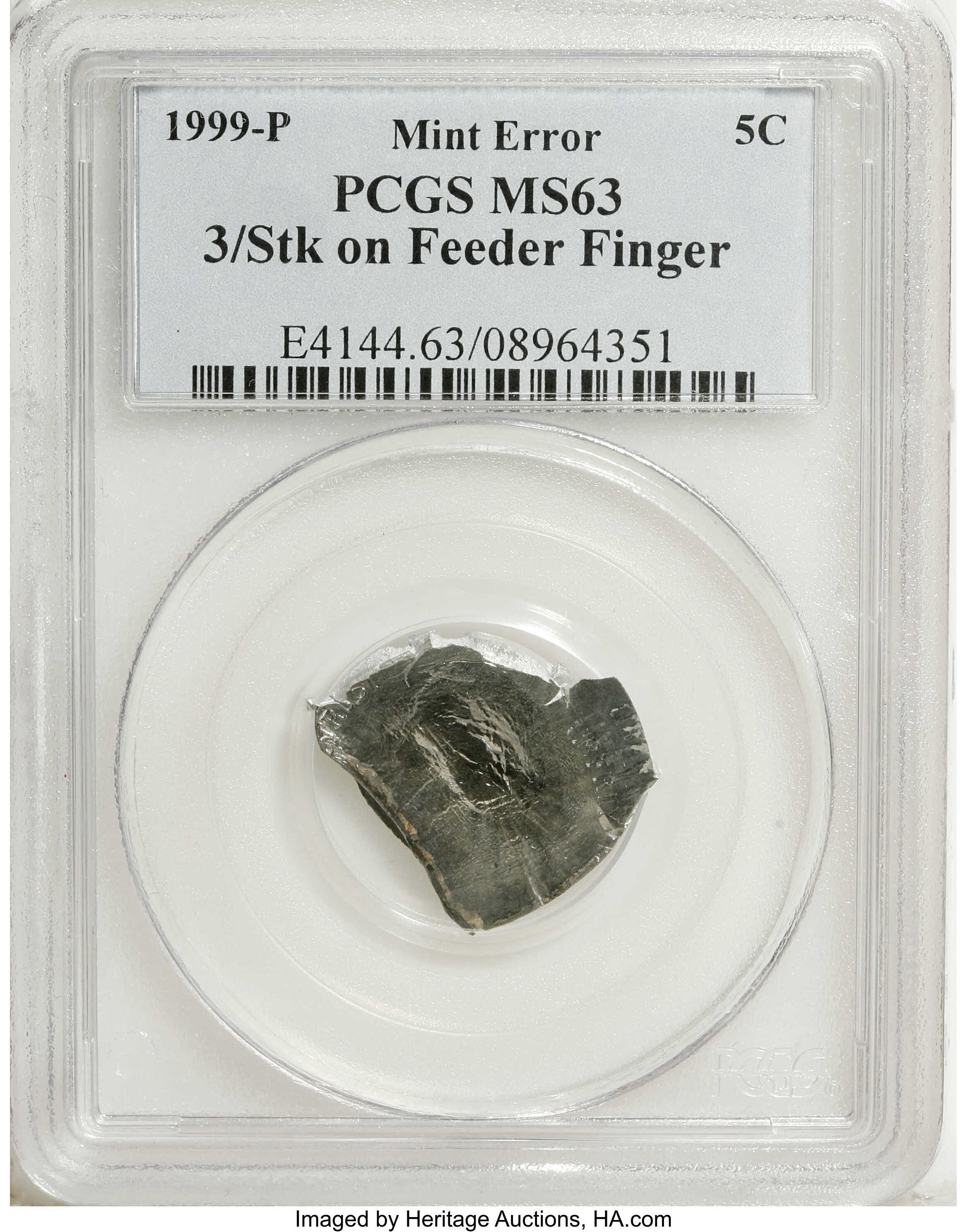 image for: 1999-P 5C Jefferson Nickel--Triple Struck on a Feeder Finger--MS63 PCGS....