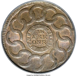image for: 1787 1C Fugio Cent, STATES UNITED, Cinquefoils MS65 Red and Brown PCGS....