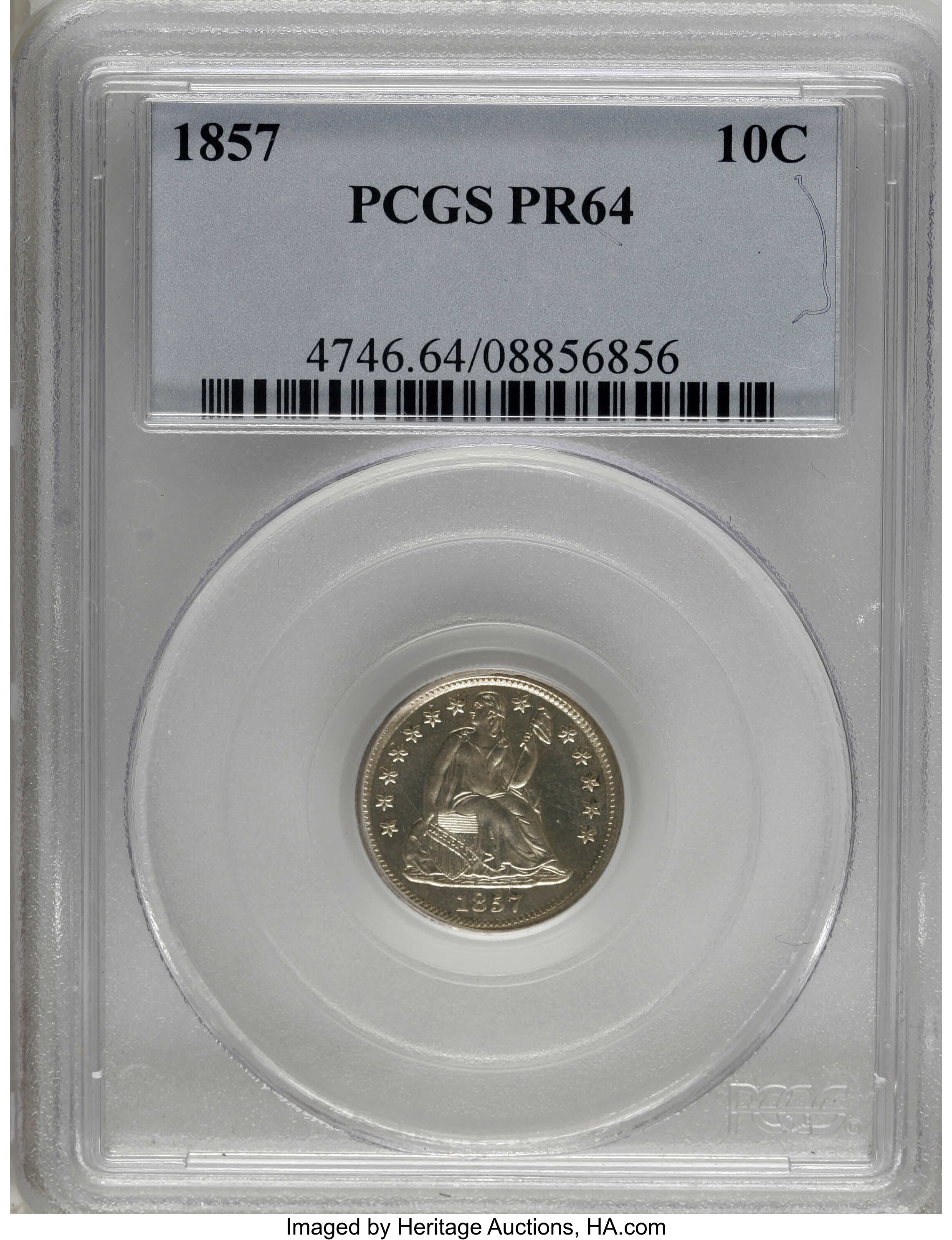 image for: 1857 10C PR64 PCGS....