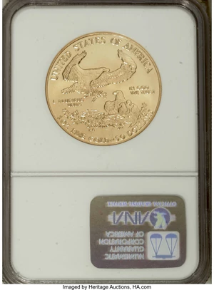 image for: 1987 G$50 One-Ounce Gold Eagle MS69 NGC. NGC Census: (967/54). PCGS Population (1495/33). Mintage: 1,045,500. Numismedia Ws...