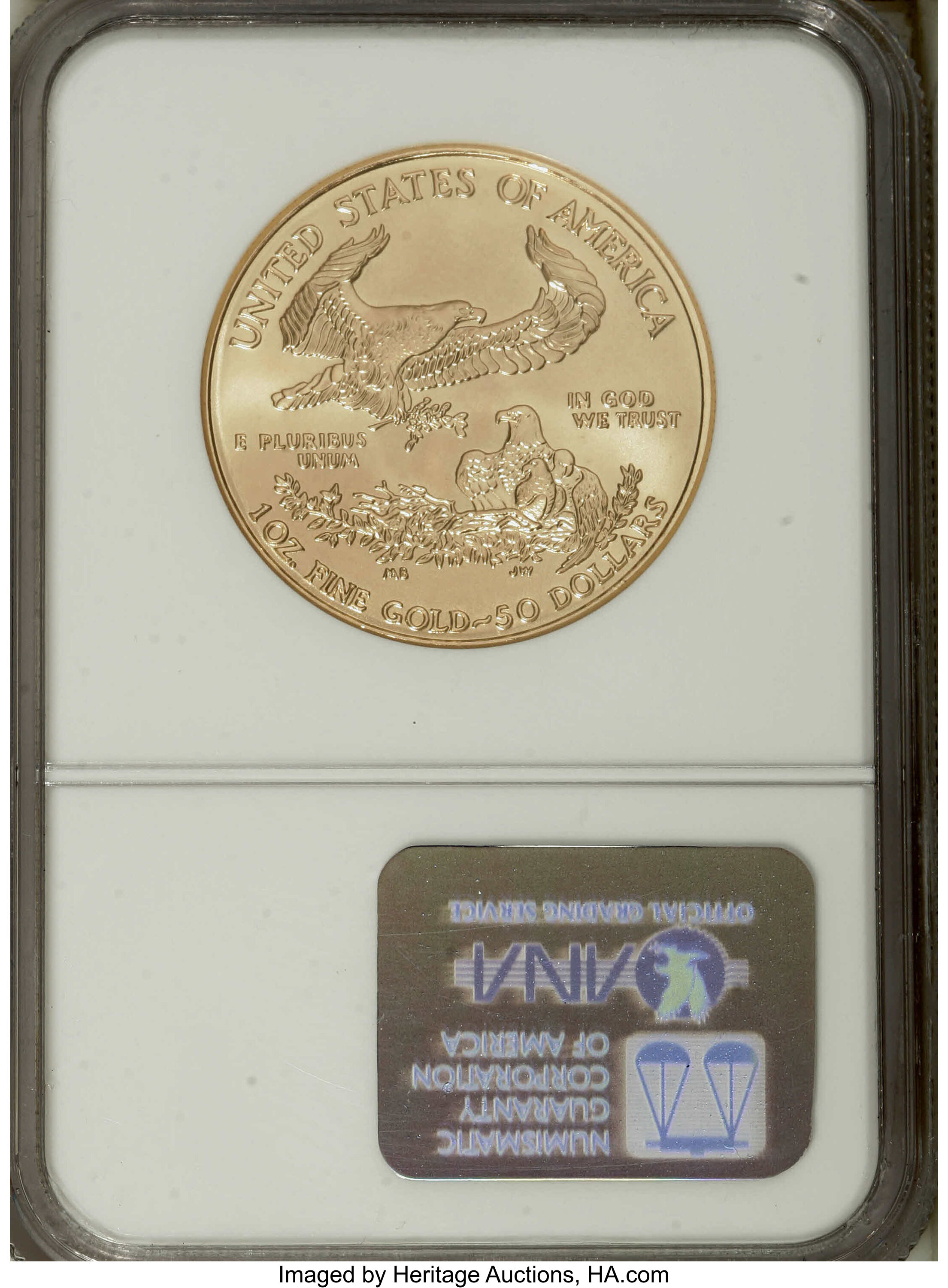 image for: 2002 G$50 One-Ounce Gold Eagle MS69 NGC. NGC Census: (0/0). PCGS Population (1710/16).  Numismedia Wsl. Price for NGC/PCGS ...