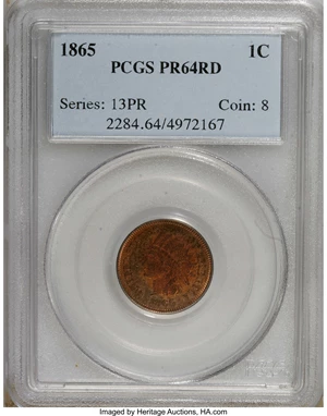 image for: 1865 1C PR64 Red PCGS....