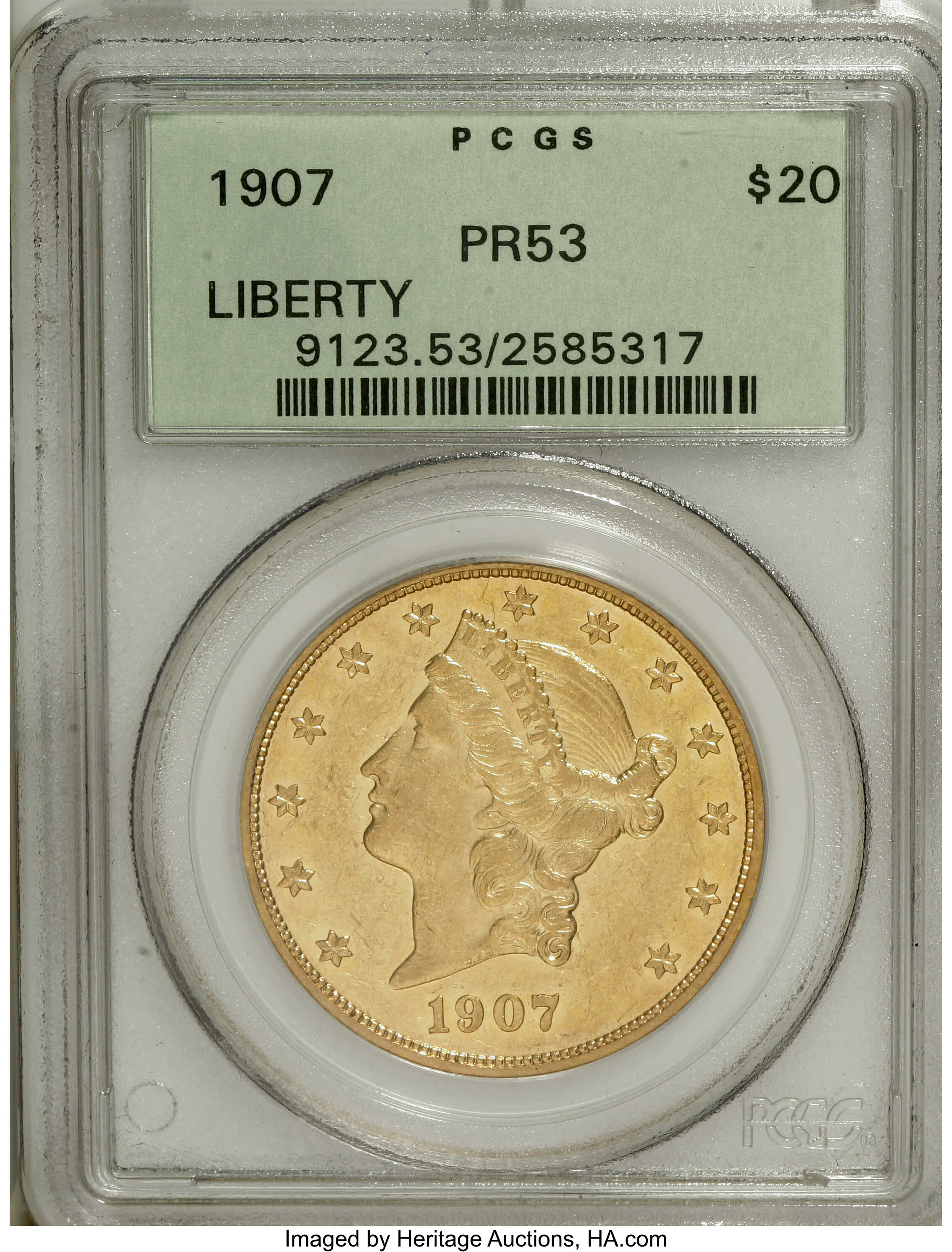 image for: 1907 $20 PR53 PCGS....