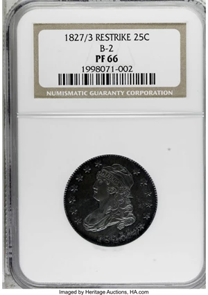 image for: 1827/3 25C Restrike PR66 NGC....