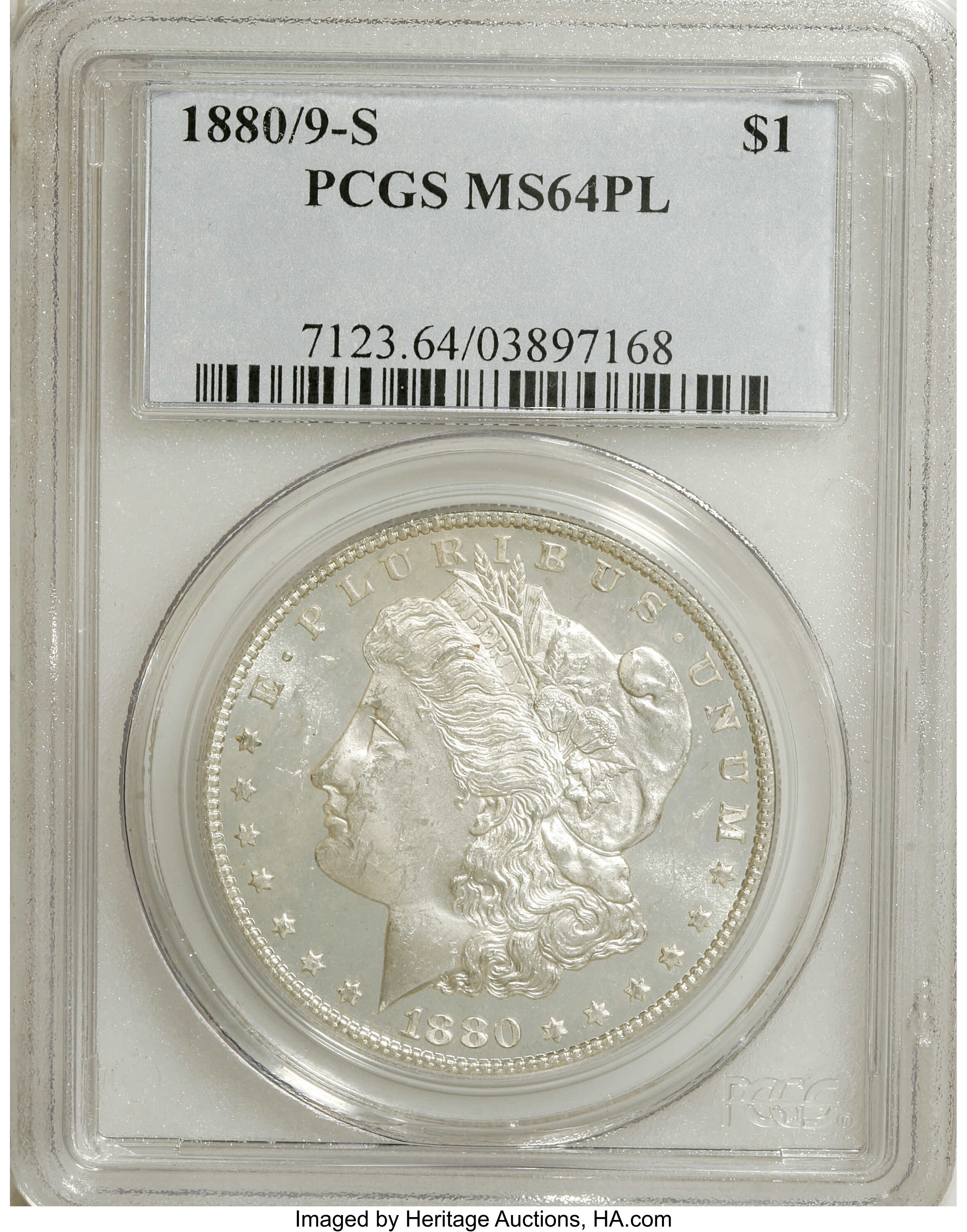 image for: 1880/79-S $1 MS64 Prooflike PCGS. PCGS Population (12/10). NGC Census: (0/0).   (#7123)...