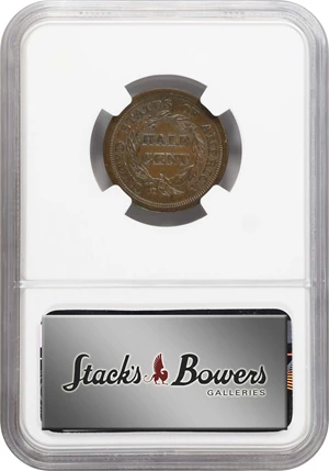 image for: 1854 Braided Hair Half Cent. C-1. MS-62 BN (NGC).