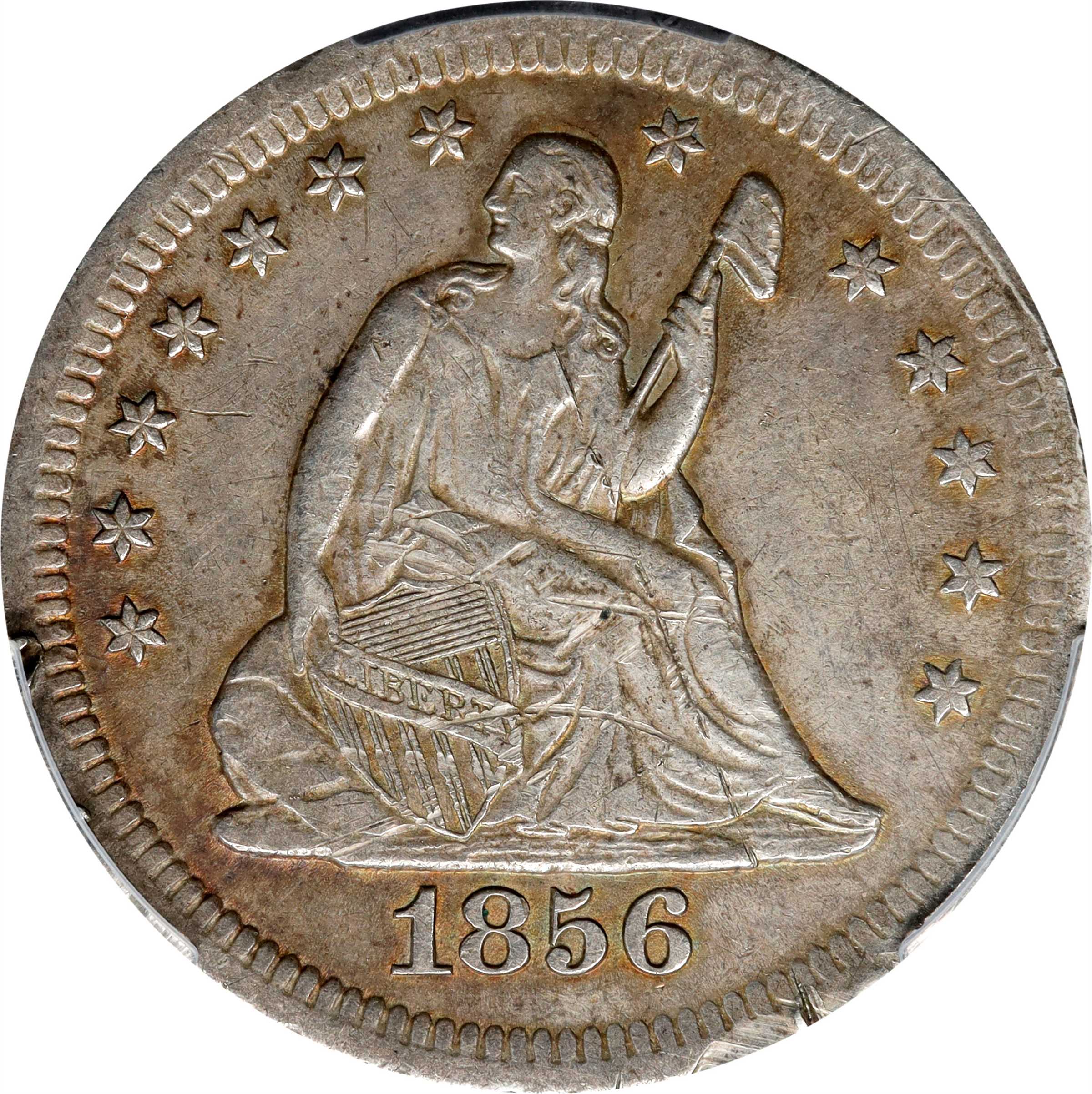 image for: 1856-S/S Liberty Seated Quarter. Large/Small S. EF Details--Damage (PCGS).