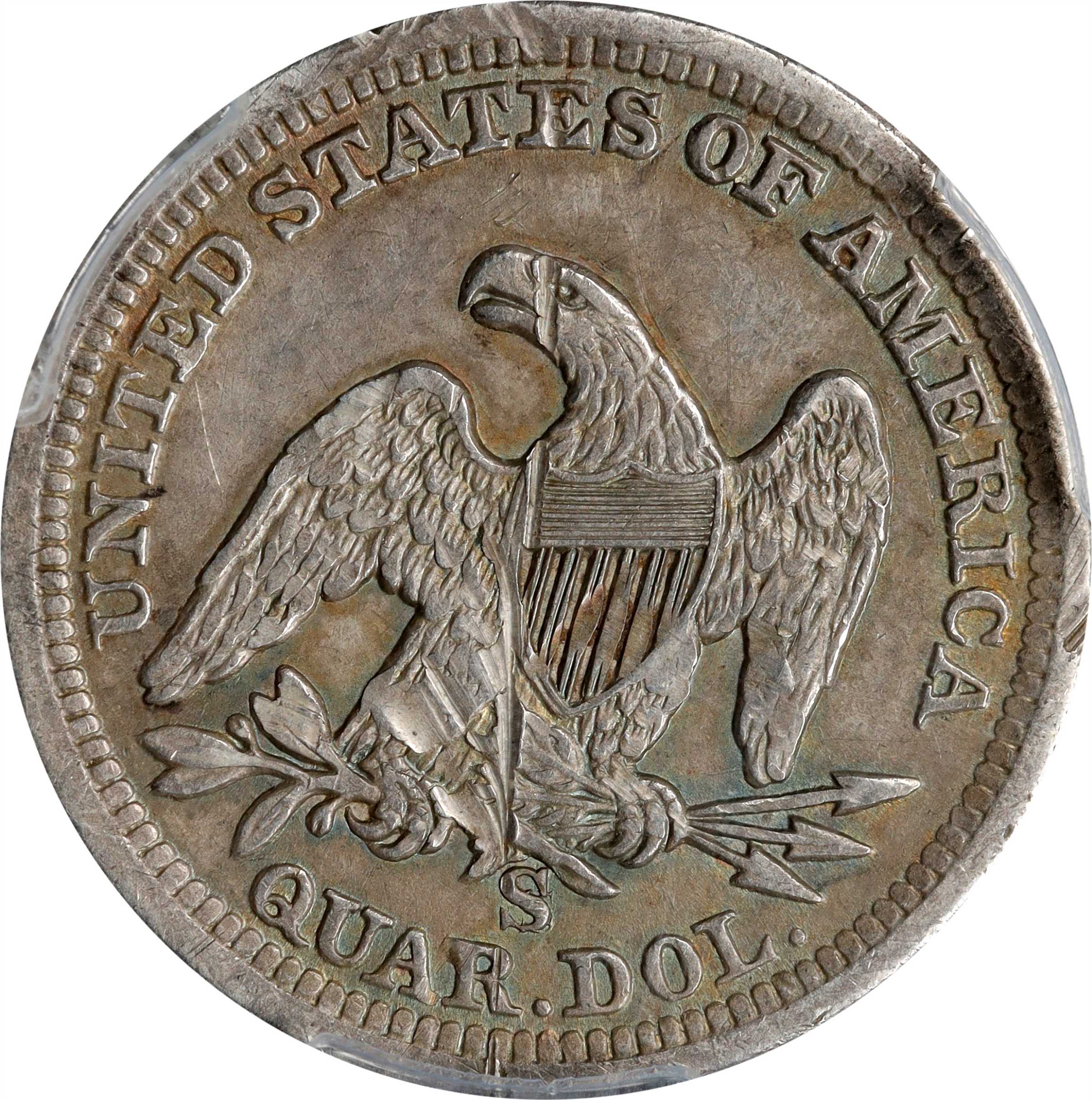 image for: 1856-S/S Liberty Seated Quarter. Large/Small S. EF Details--Damage (PCGS).