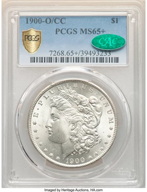 image for: 1900-O/CC $1 VAM-12 MS65+ PCGS. CAC. A Top 100 Variety. PCGS Population: (5/2 and 1/0+). NGC Census: (0/0 and 0/0+). CDN: $...