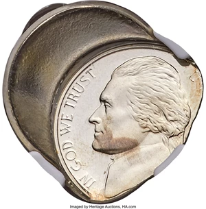 image for: Undated Jefferson Nickel -- Struck 40% Off Center -- PR67 Ultra Cameo NGC....