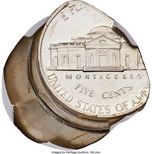 image for: Undated Jefferson Nickel -- Struck 40% Off Center -- PR67 Ultra Cameo NGC....