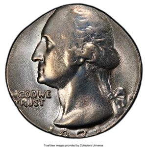 image for: 1971-D 25C Washington Quarter -- Struck on a Clad Dime Planchet -- MS64 PCGS. Ex: Fred Weinberg Collection.From The F...