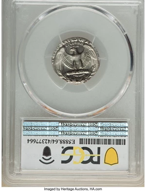 image for: 1971-D 25C Washington Quarter -- Struck on a Clad Dime Planchet -- MS64 PCGS. Ex: Fred Weinberg Collection.From The F...