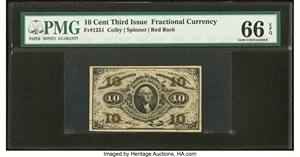 image for: Fr. 1251 10¢ Third Issue PMG Gem Uncirculated 66 EPQ....