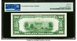 image for: Fr. 2054-A $20 1934 Light Green Seal Federal Reserve Note. PMG Gem Uncirculated 65 EPQ....