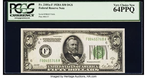 image for: Fr. 2101-F $50 1928A Federal Reserve Note. PCGS Very Choice New 64PPQ....