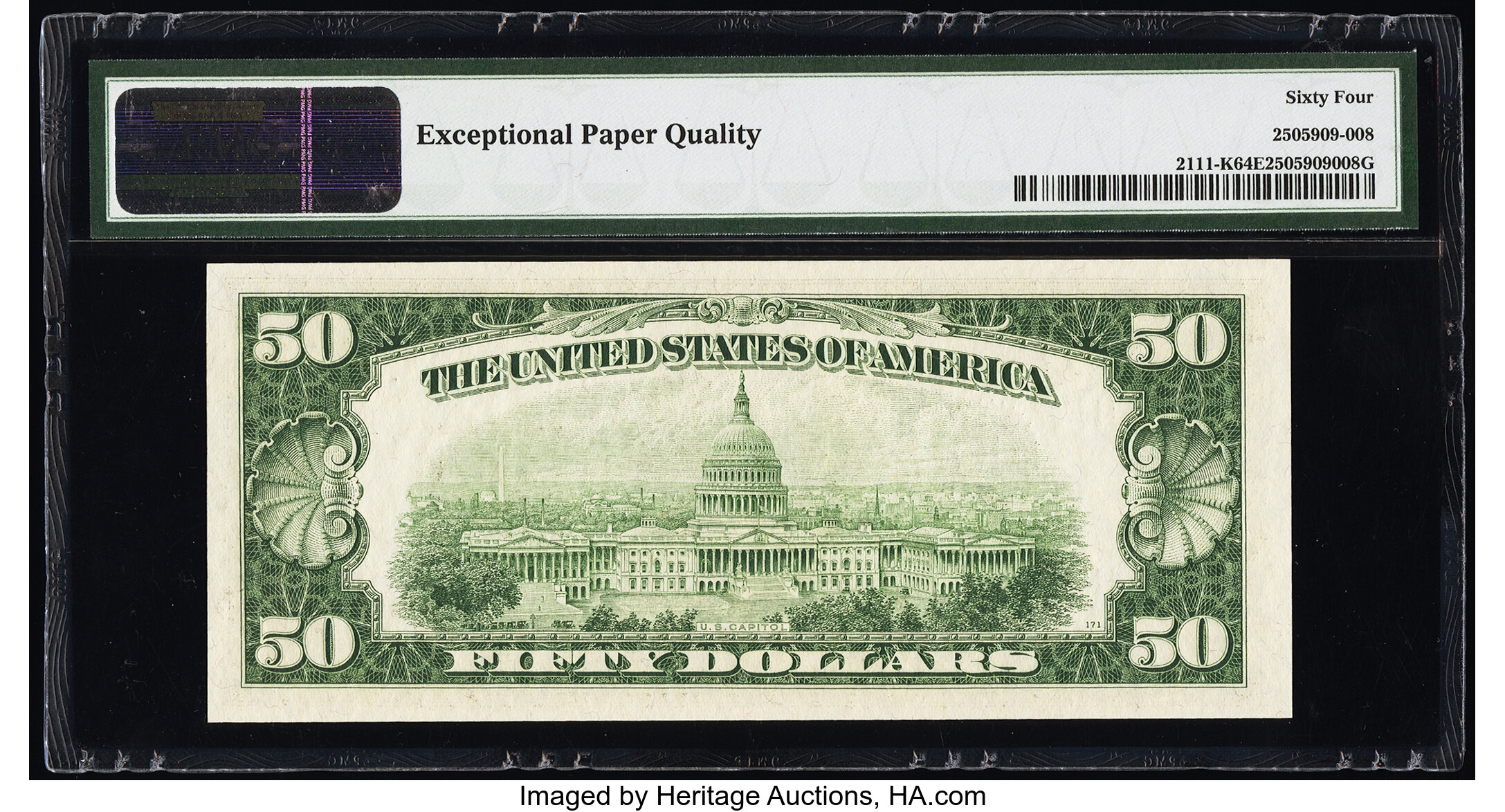 image for: Fr. 2111-K $50 1950D Federal Reserve Note. PMG Choice Uncirculated 64 EPQ....