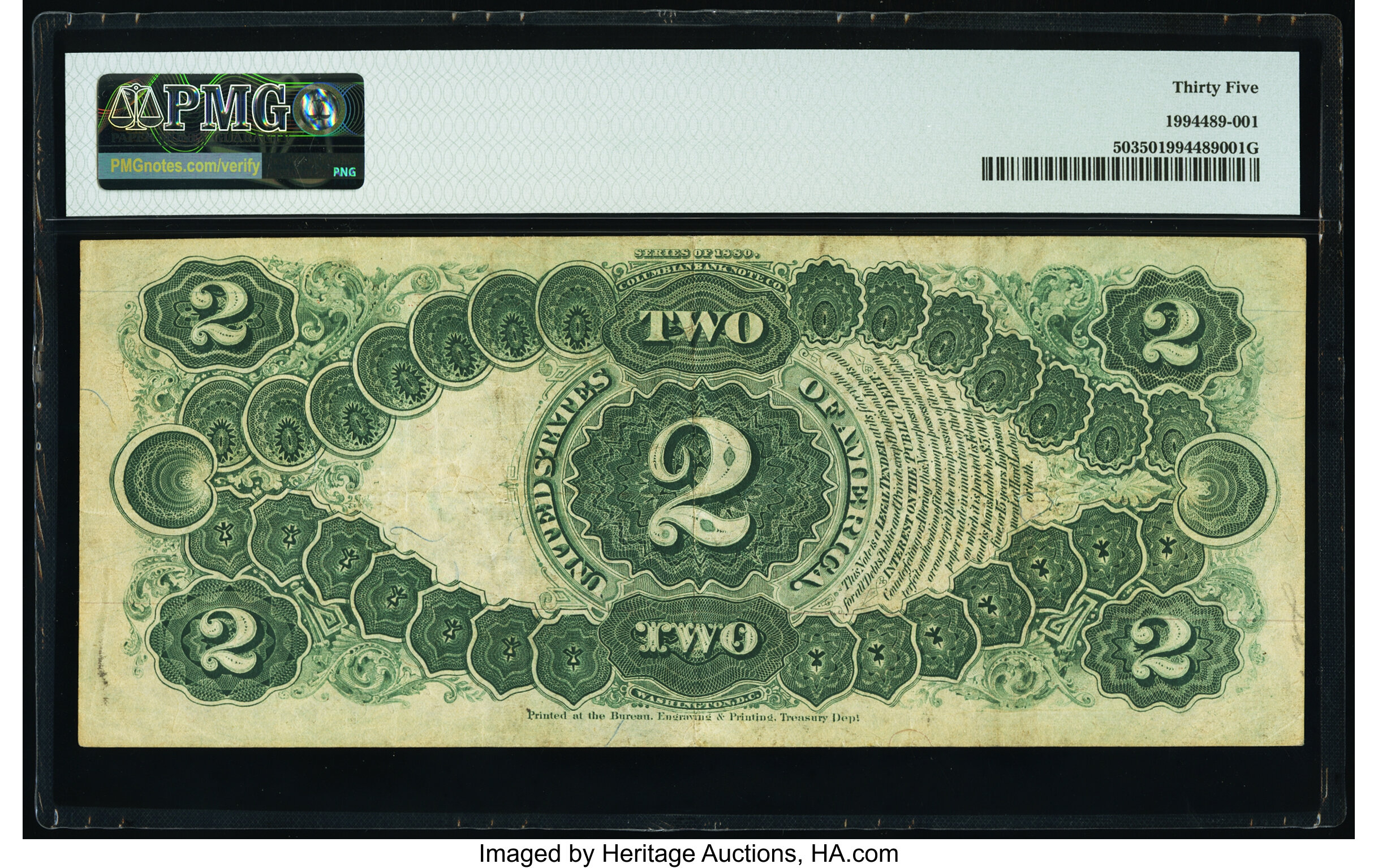 image for: Fr. 50 $2 1880 Legal Tender PMG Choice Very Fine 35....