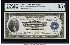 image for: Fr. 714 $1 1918 Federal Reserve Bank Note PMG Choice Very Fine 35 EPQ....