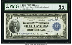image for: Fr. 727 $1 1918 Federal Reserve Bank Note PMG Choice About Unc 58 EPQ....