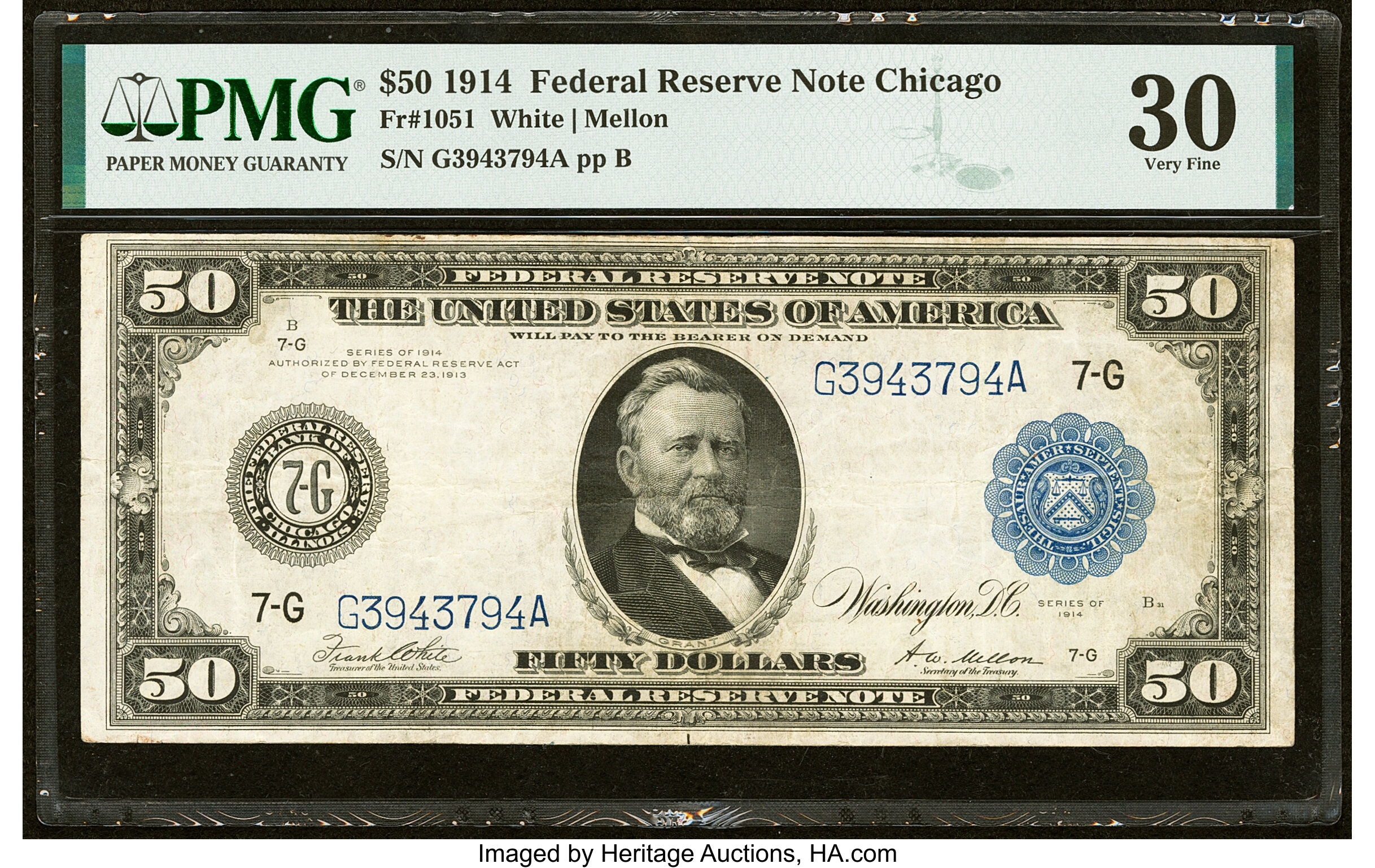 image for: Fr. 1051 $50 1914 Federal Reserve Note PMG Very Fine 30....