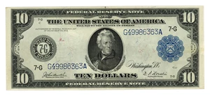 image for: FR. 930 1914 $10 Federal Reserve Note Chicago PMG Choice AU58 (Blue Seal)