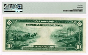 image for: FR. 930 1914 $10 Federal Reserve Note Chicago PMG Choice AU58 (Blue Seal)