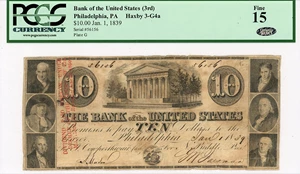 image for: Haxby 3-G4a 1839 $10 PCGS/Littleton Select Fine 15 (Obsolete Philadelphia PA)