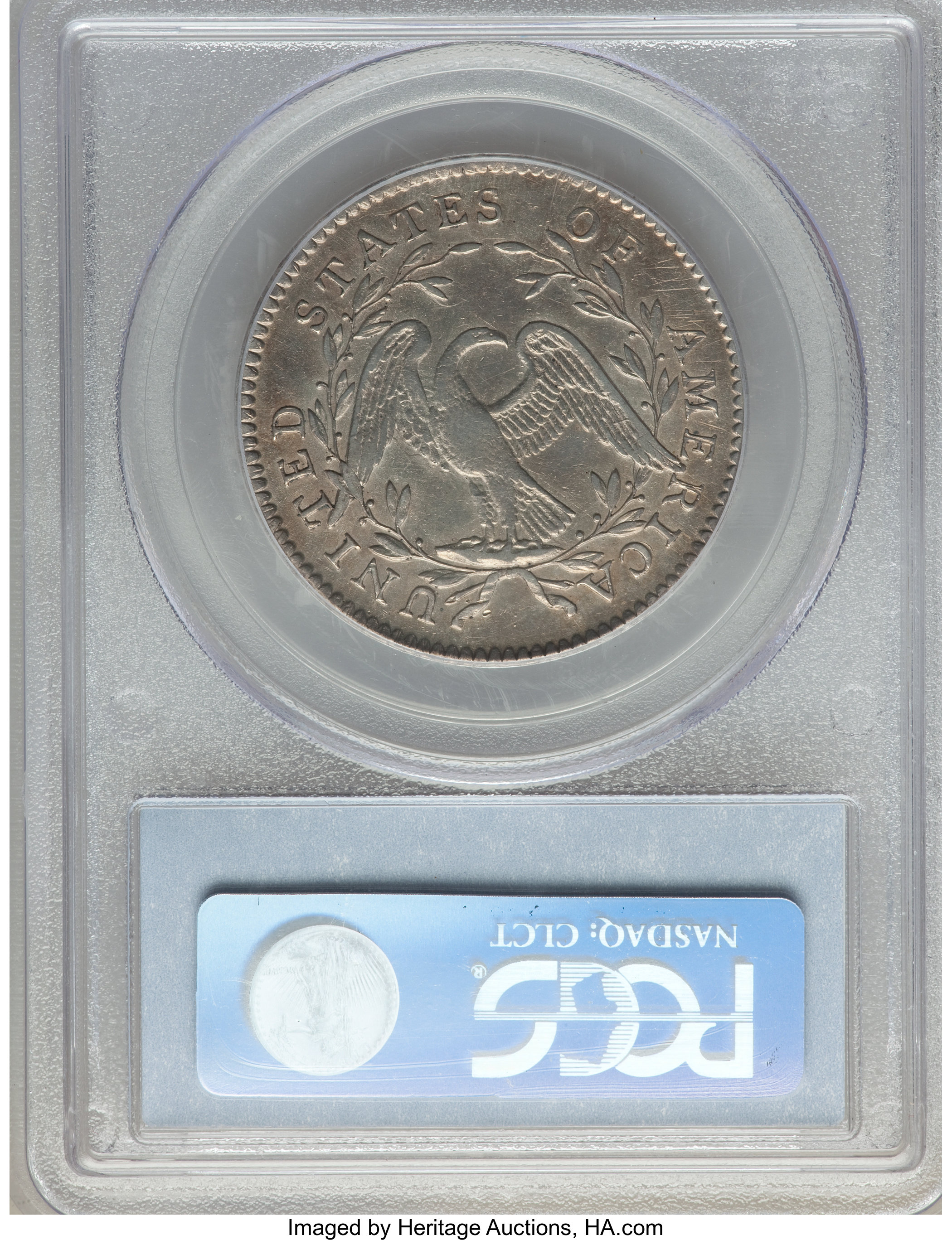 image for: 1795 50C 2 Leaves, Y Over Star, O-121, T-2, High R.4, AU50 PCGS....