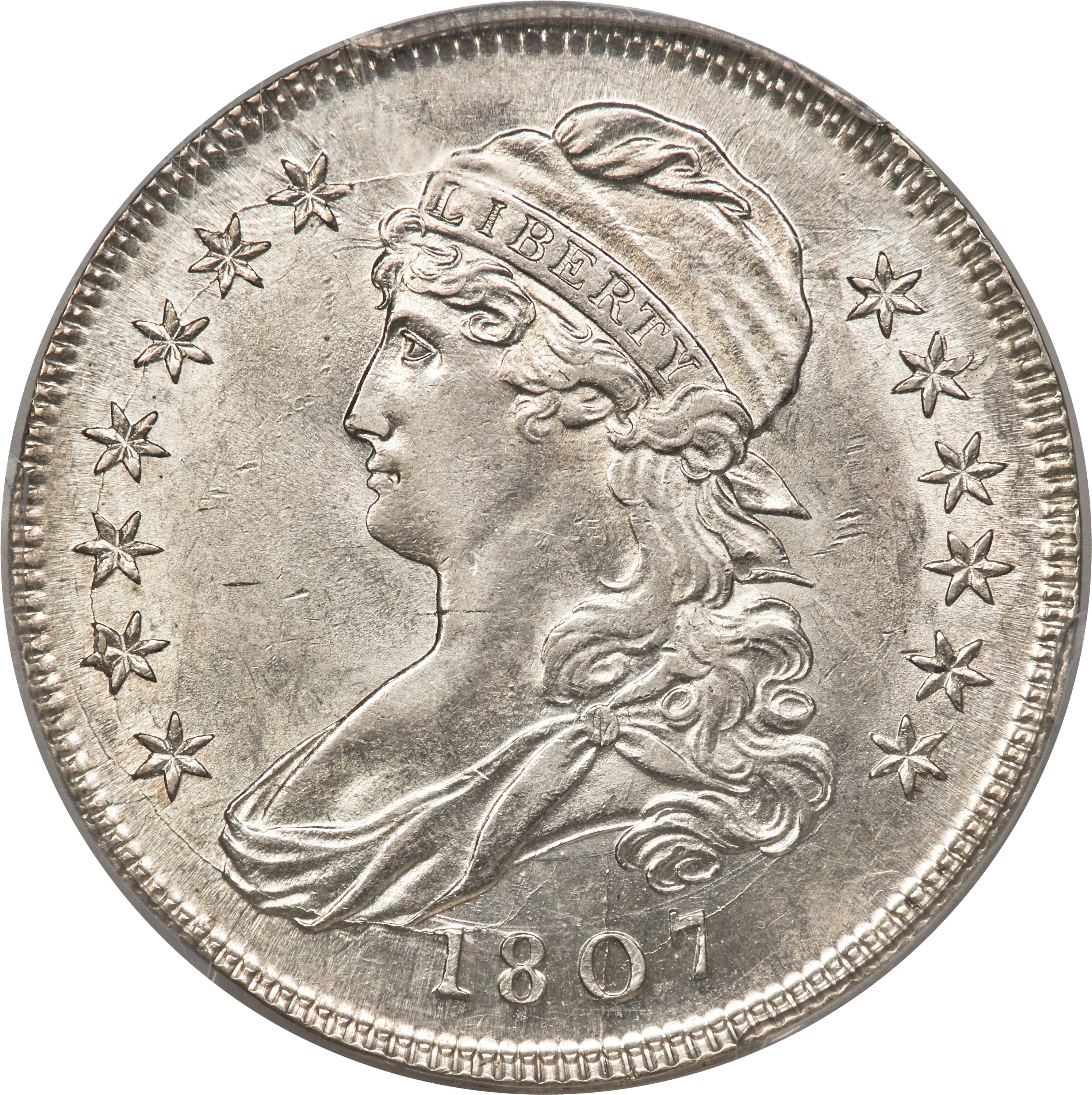 image for: 1807 50C Capped Bust, Small Stars, O-113a, R.2, MS62 PCGS....