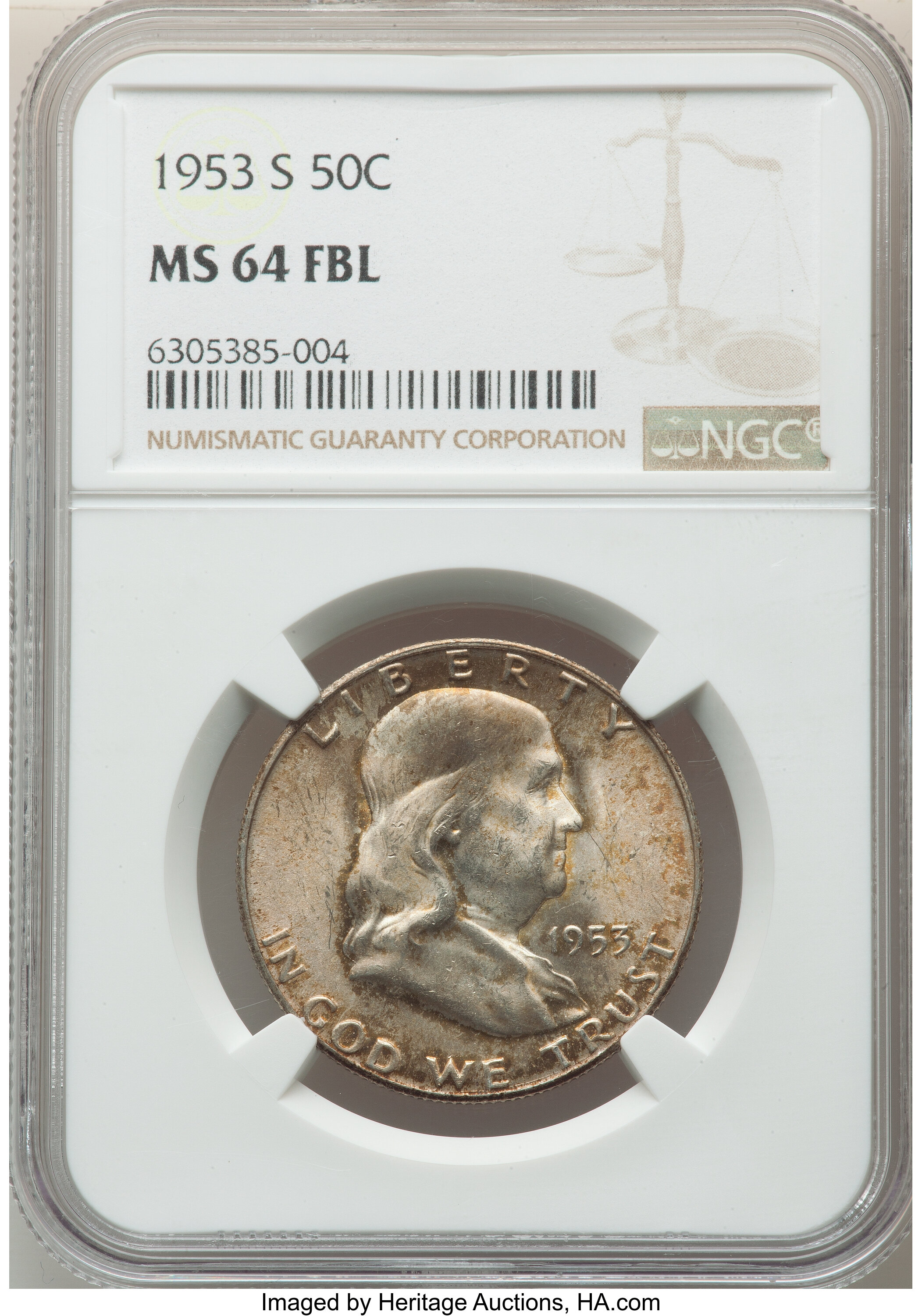 image for: 1953-S 50C MS64 Full Bell Lines NGC....