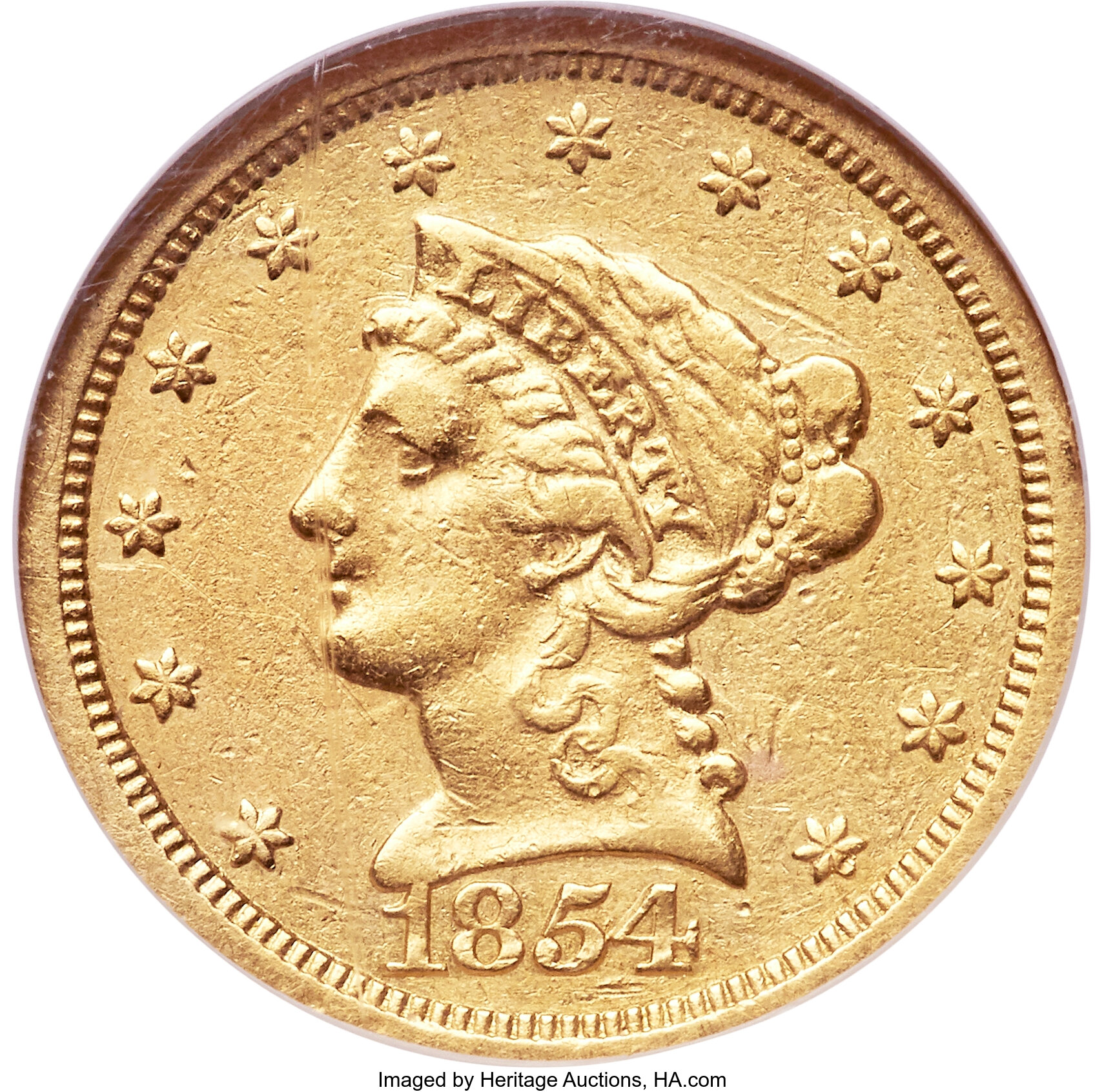 image for: 1854-S $2 1/2 VF25 NGC....