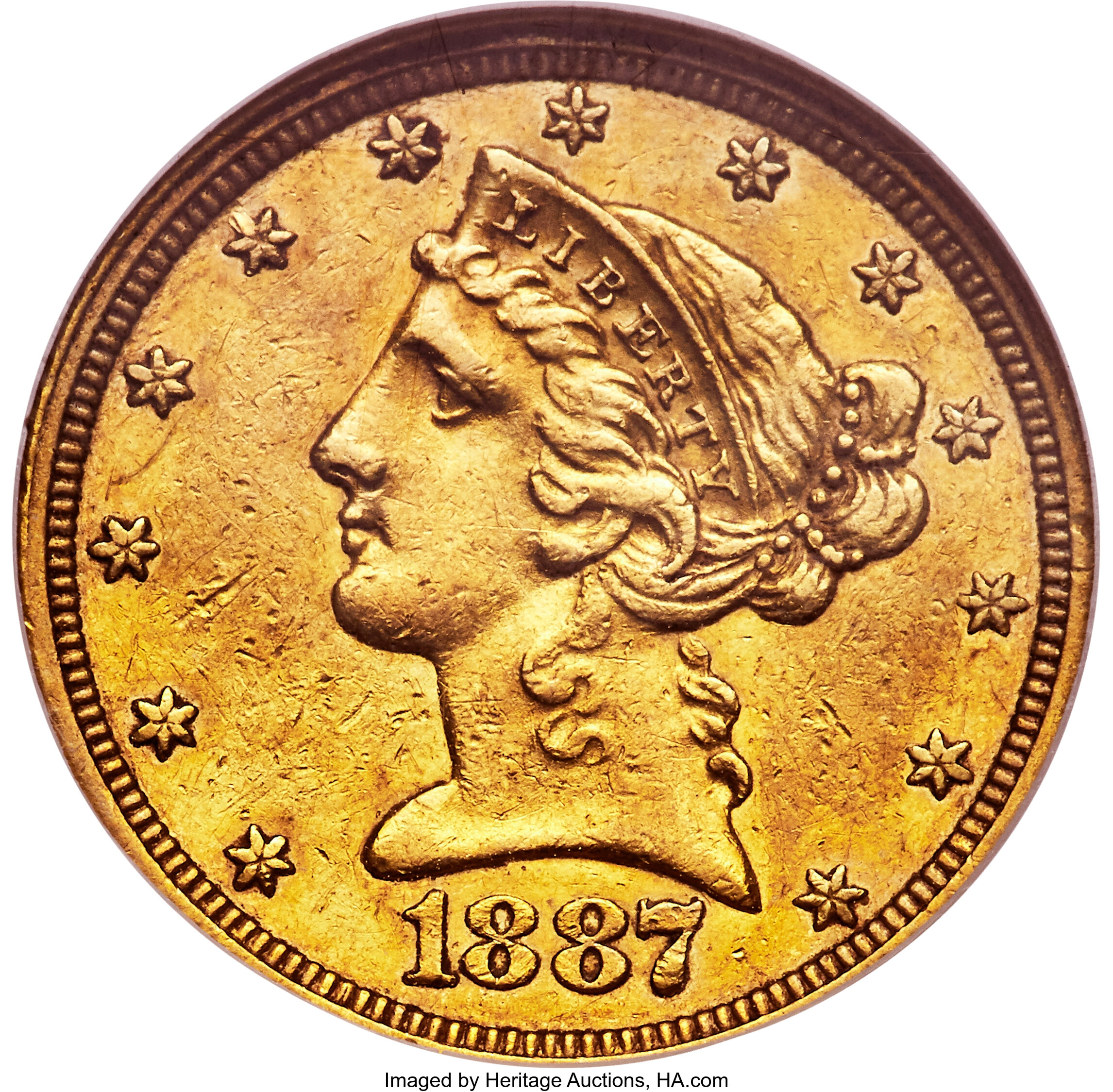 image for: 1887 $5 PR53 NGC. JD-1, R.5....