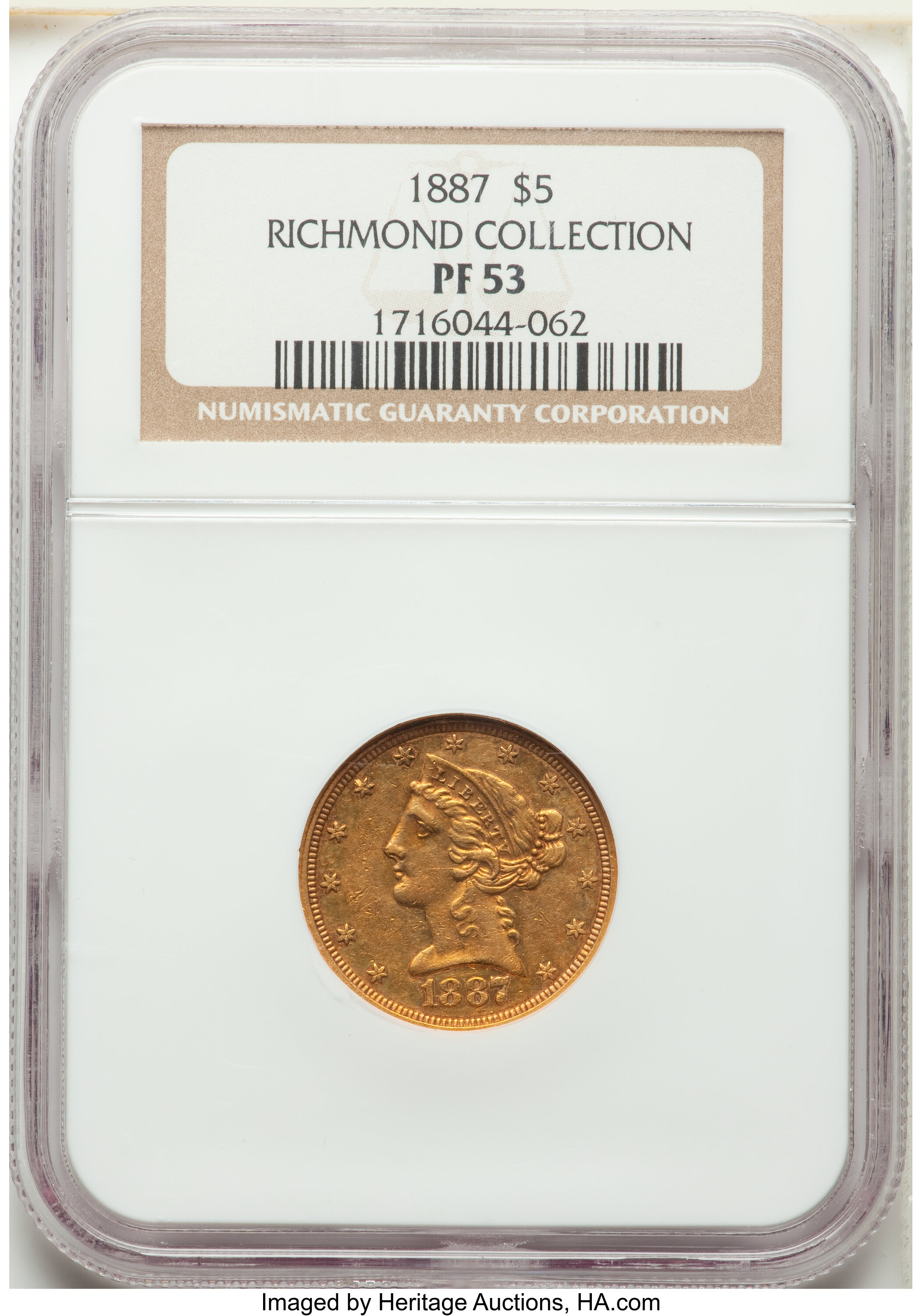 image for: 1887 $5 PR53 NGC. JD-1, R.5....