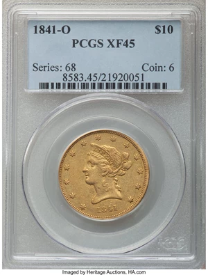 image for: 1841-O $10 XF45 PCGS. Variety 1....