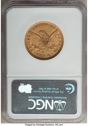 image for: 1866-S $10 No Motto AU50 NGC....