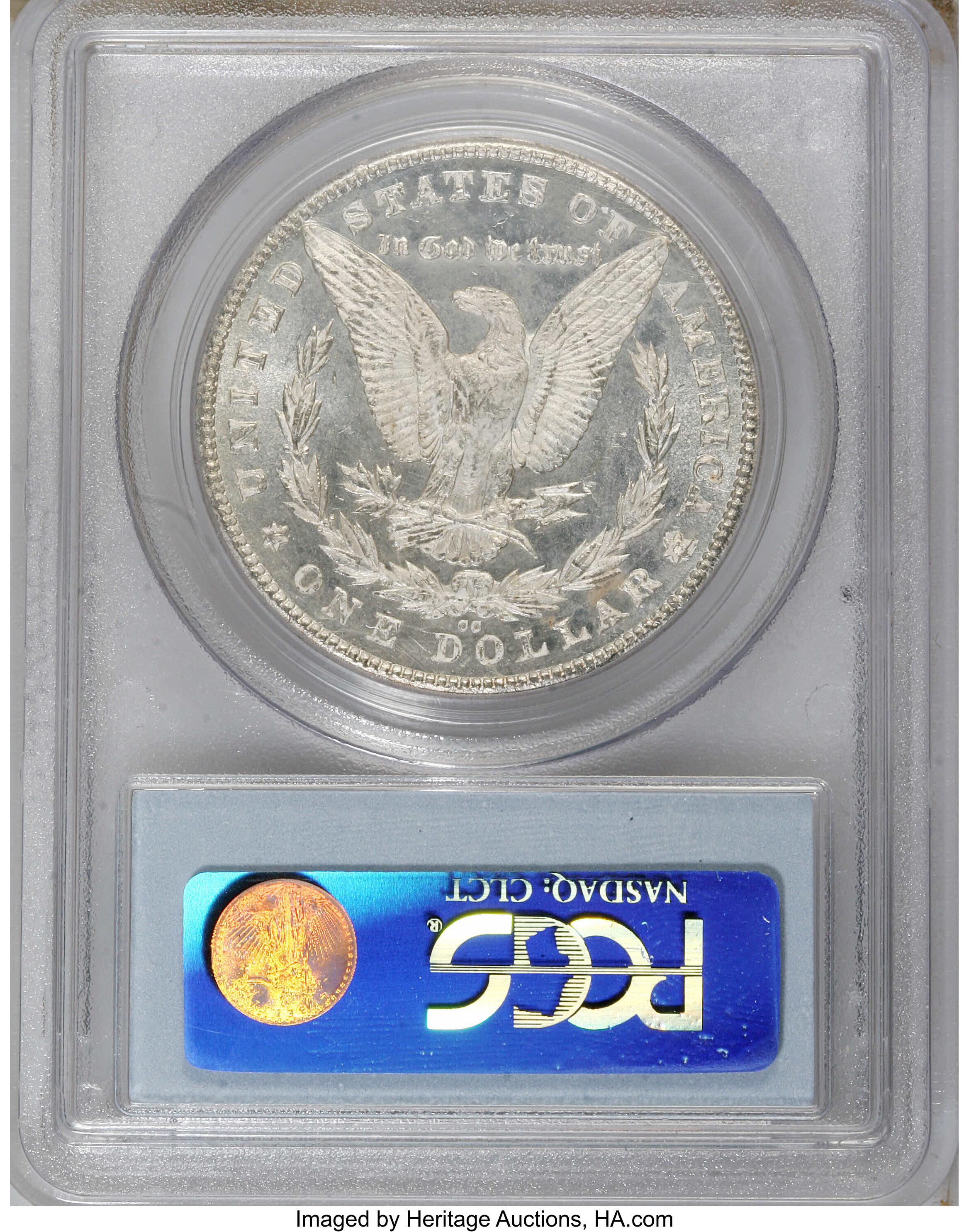 image for: 1880-CC $1 8 Over High 7 MS63 Prooflike PCGS....