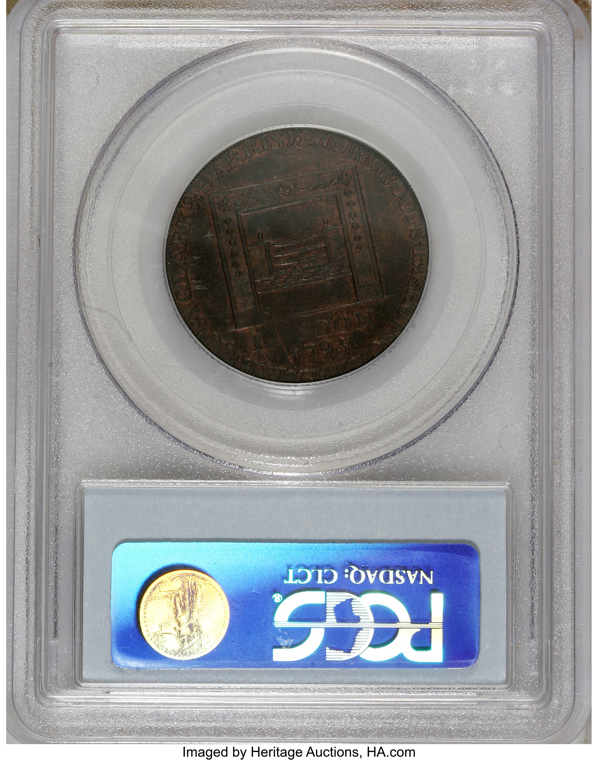 image for: 1795 1/2P Washington Grate Halfpenny, Large Buttons, Reeded Edge MS63 Red and Brown PCGS....