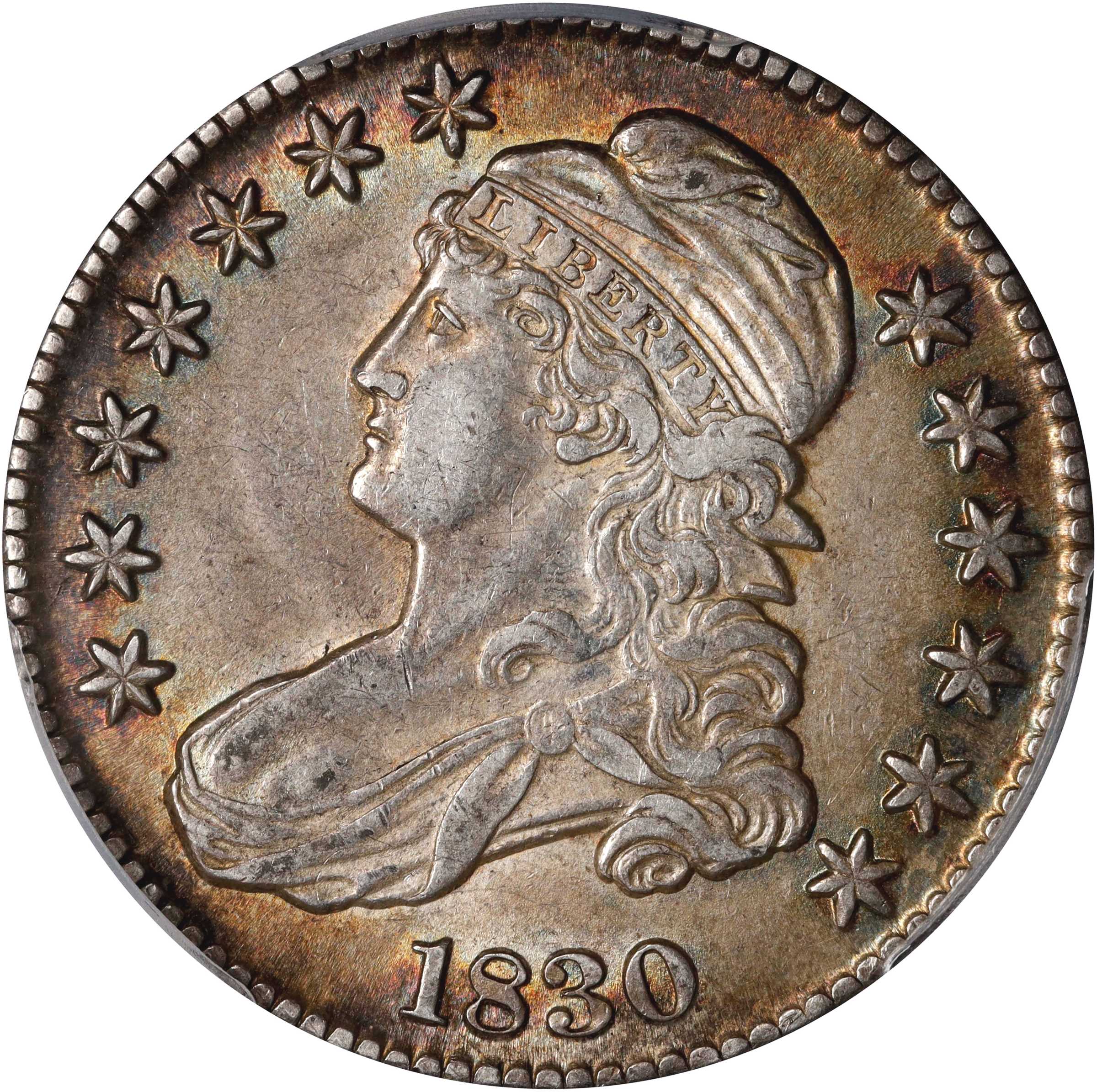 image for: 1830 Capped Bust Half Dollar. O-117. Small 0. AU-55 (PCGS).