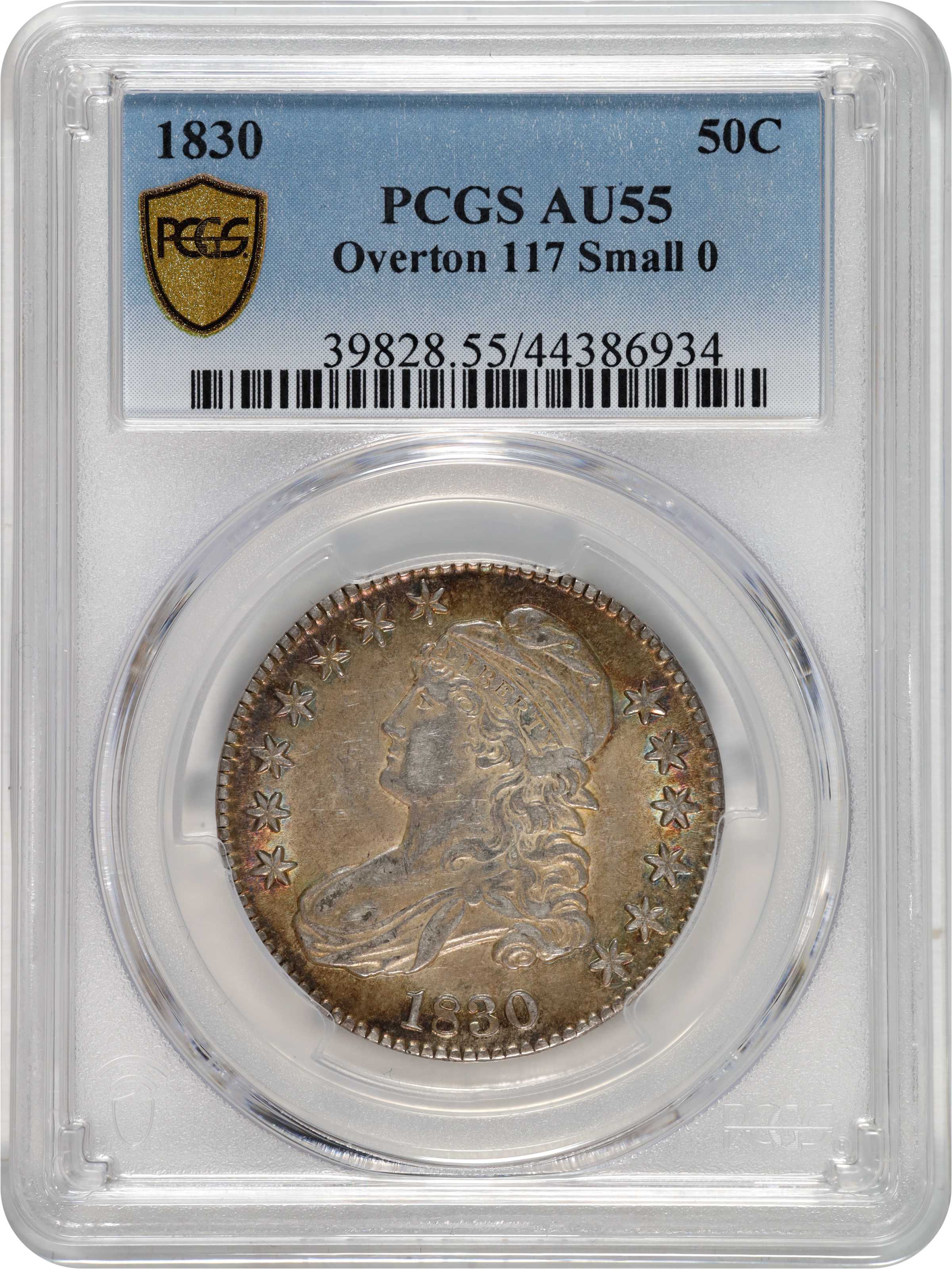 image for: 1830 Capped Bust Half Dollar. O-117. Small 0. AU-55 (PCGS).