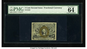 image for: Fr. 1234 5c Second Issue PMG Choice Uncirculated 64 EPQ.