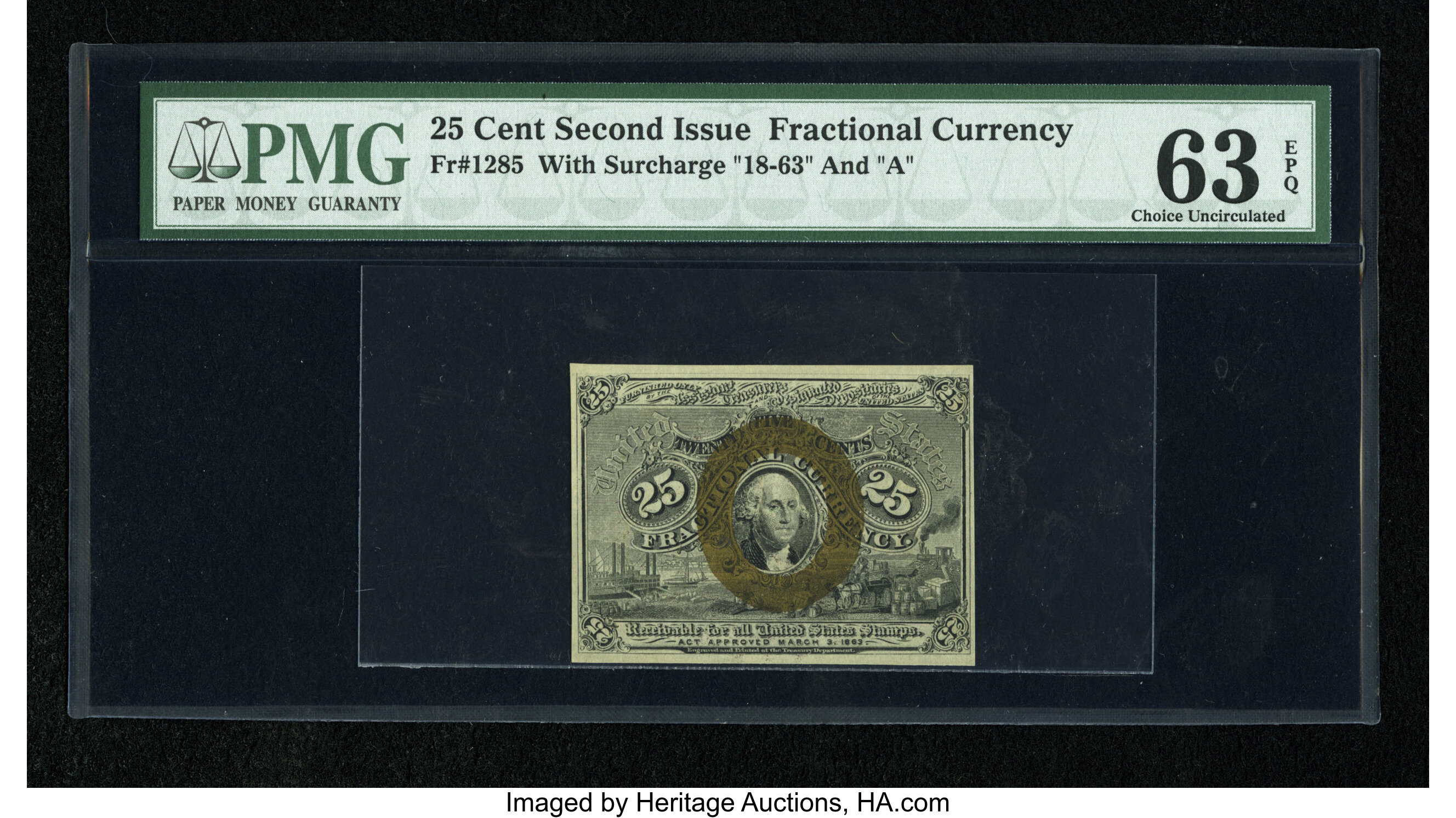image for: Fr. 1285 25c Second Issue PMG Choice Uncirculated 63 EPQ....