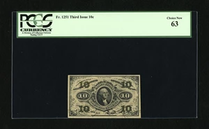 image for: Fr. 1251 10c Third Issue PCGS Choice New 63....