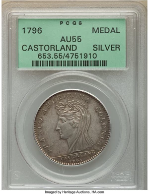 image for: 1796 Castorland Medal, Silver, AU55 PCGS. W-9100, R.5....
